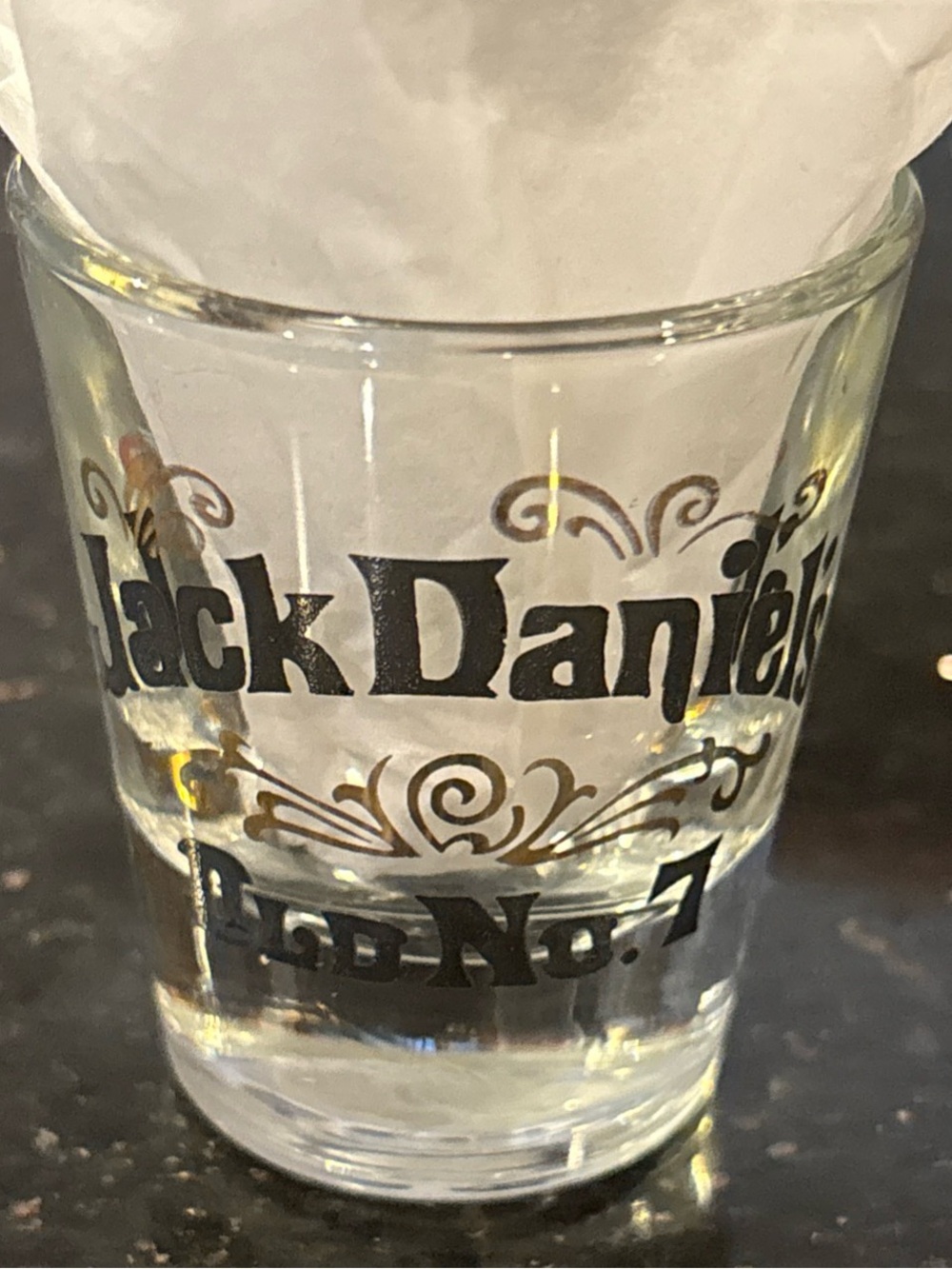 Lot of 2 - JACK DANIELS OLD NO.7 TENNESSEE WHISKEY 1.5OZ GOLD LEAF SHOT GLASS